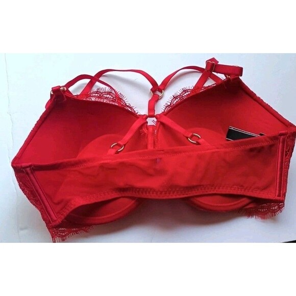 Victoria's Secret  Bombshell Bra 36C Front Close Red Padded Add 2 Cup Push Up - Picture 2 of 6